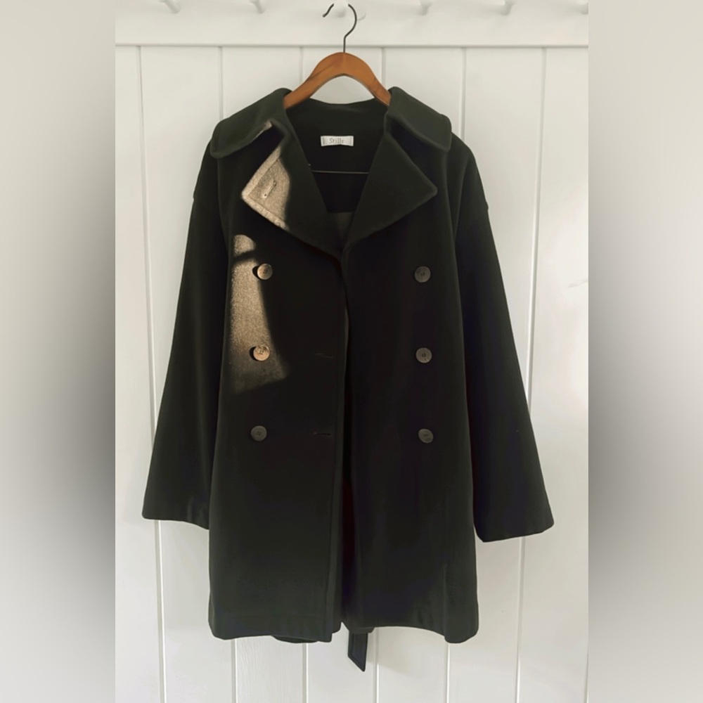 Vintage Stills Hunter Green Belted Peacoat Trench Old Money Timeless Women M